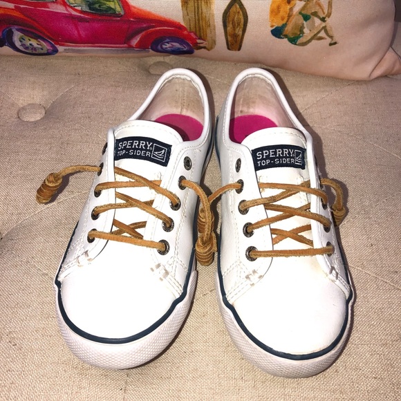 Sperry Top-Sider Seacoast white leather Lace-Up Sneakers Size 13.5 - Picture 6 of 10